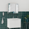 kleankin LED Medicine Cabinet with Mirror and Lights, 27.5" x 25.5" Lighted Bathroom Wall Cabinet, Bathroom Mirror Cabinet with Adjustable Shelf, USB Charge, White