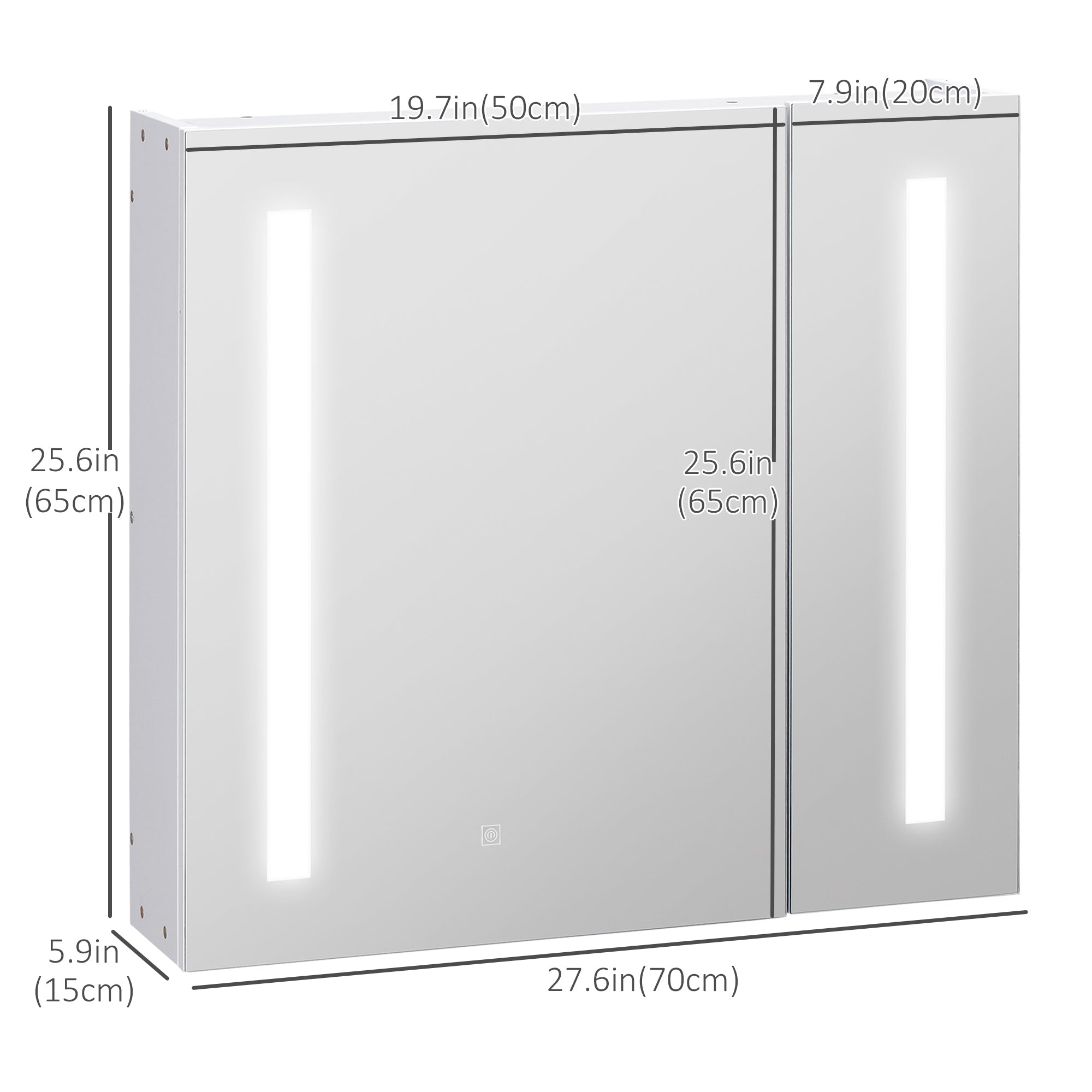 kleankin LED Medicine Cabinet with Mirror and Lights, 27.5