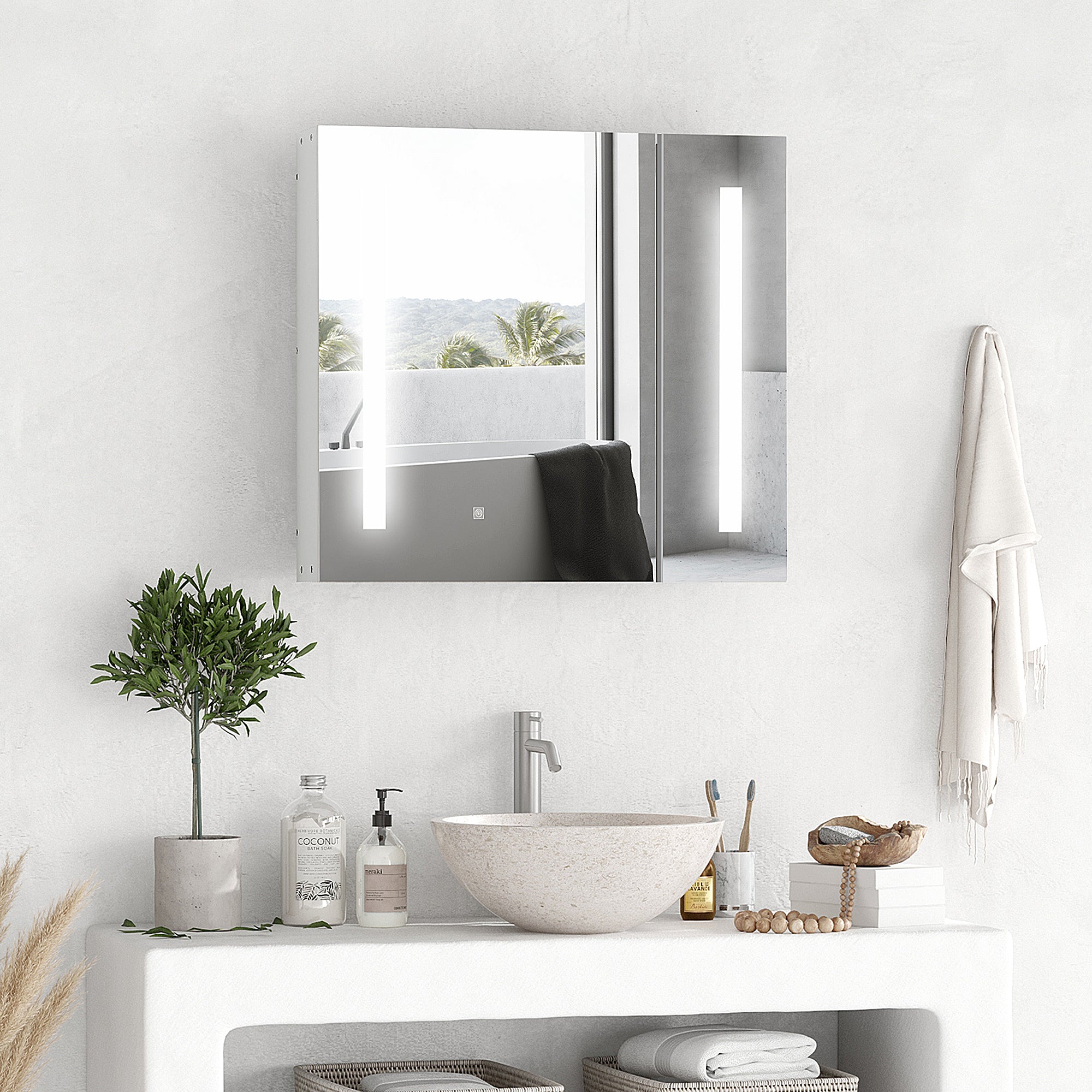 kleankin LED Medicine Cabinet with Mirror and Lights, 27.5