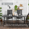 Outsunny 6 FT Folding Outdoor Dining Table for 6, Rectangular Foldable Patio Table with HDPE Tabletop and Steel Frame, Dark Grey