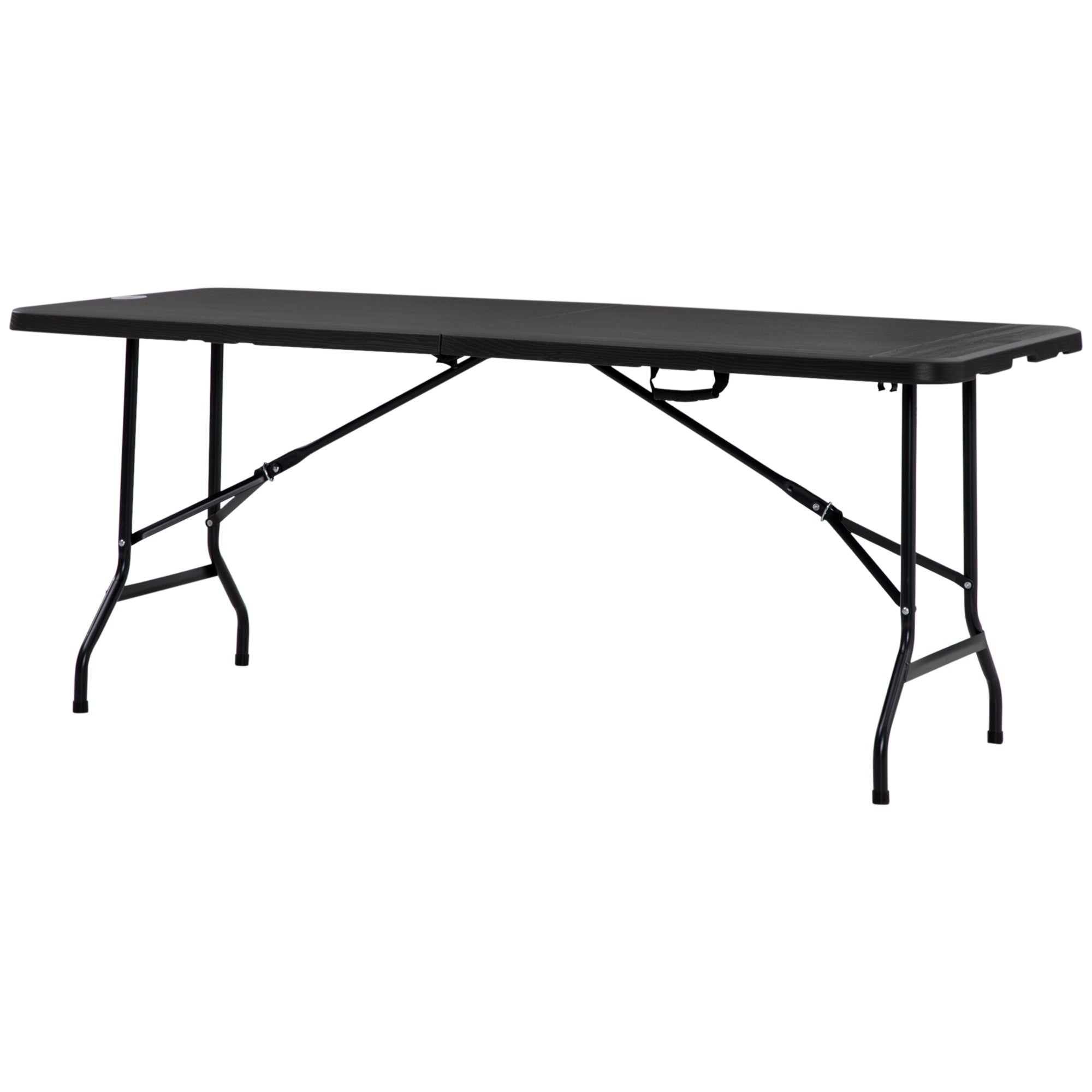 Outsunny 6 FT Folding Outdoor Dining Table for 6, Rectangular Foldable Patio Table with HDPE Tabletop and Steel Frame, Dark Grey