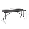 Outsunny 6 FT Folding Outdoor Dining Table for 6, Rectangular Foldable Patio Table with HDPE Tabletop and Steel Frame, Dark Grey