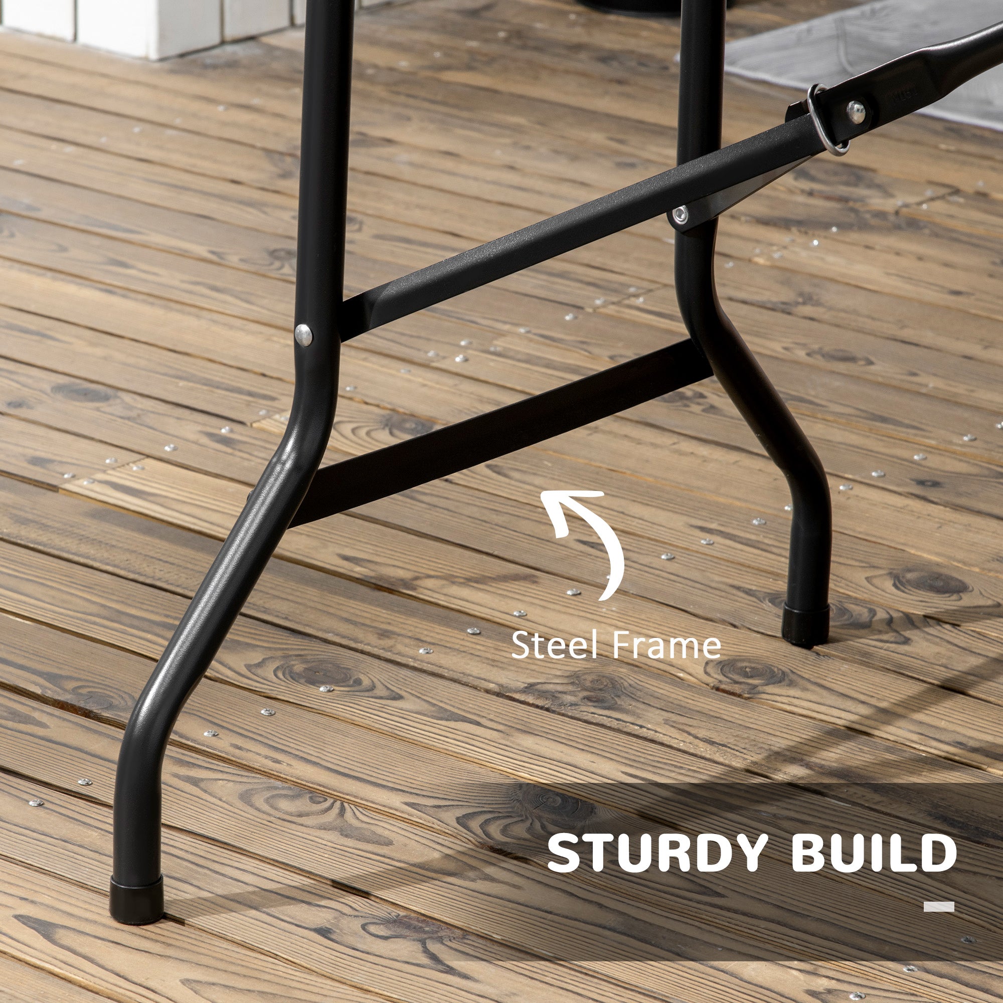 Outsunny 6 FT Folding Outdoor Dining Table for 6, Rectangular Foldable Patio Table with HDPE Tabletop and Steel Frame, Dark Grey