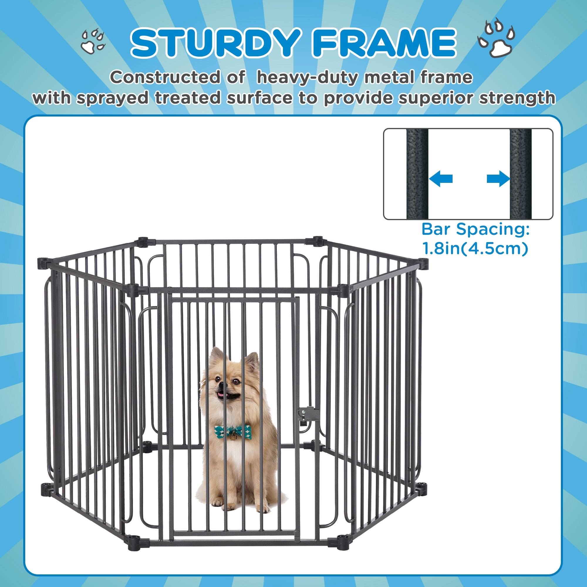 PawHut Heavy-Duty Metal Dog Playpen, Outdoor Pet Cage Kennel, Indoor Puppy Exercise Fence Barrier with Weather-Resistant Polyester Roof, Locking Door, 48"L x 41"W x 47"H