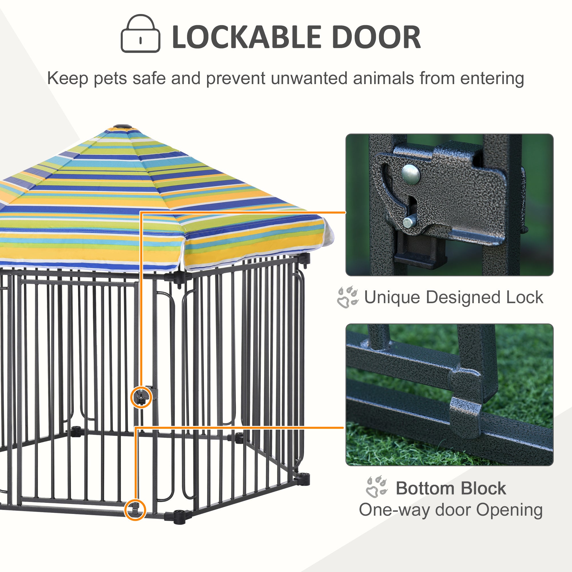 PawHut Dog Play Pen Puppy Pen Pet Playpen For Rabbit Guinea Pig Duck with Canopy Indoor Outdoor 119H x 122L x 105Wcm