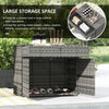 Outsunny Outdoor Storage Cabinet, Wicker 2-Door Pool Towel Storage Cabinet with Drawer, Freestanding PE Rattan Pool Organizer with Steel Frame for Garden, Porch, Patio, Grey