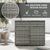 Outsunny Outdoor Storage Cabinet, Wicker 2-Door Pool Towel Storage Cabinet with Drawer, Freestanding PE Rattan Pool Organizer with Steel Frame for Garden, Porch, Patio, Grey