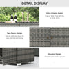 Outsunny Outdoor Storage Cabinet, Wicker 2-Door Pool Towel Storage Cabinet with Drawer, Freestanding PE Rattan Pool Organizer with Steel Frame for Garden, Porch, Patio, Grey