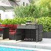 Outsunny Outdoor Storage Cabinet, Wicker 2-Door Pool Towel Storage Cabinet with Drawer, Freestanding PE Rattan Pool Organizer with Steel Frame for Garden, Porch, Patio, Grey