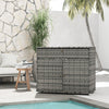 Outsunny Outdoor Storage Cabinet, Wicker 2-Door Pool Towel Storage Cabinet with Drawer, Freestanding PE Rattan Pool Organizer with Steel Frame for Garden, Porch, Patio, Grey