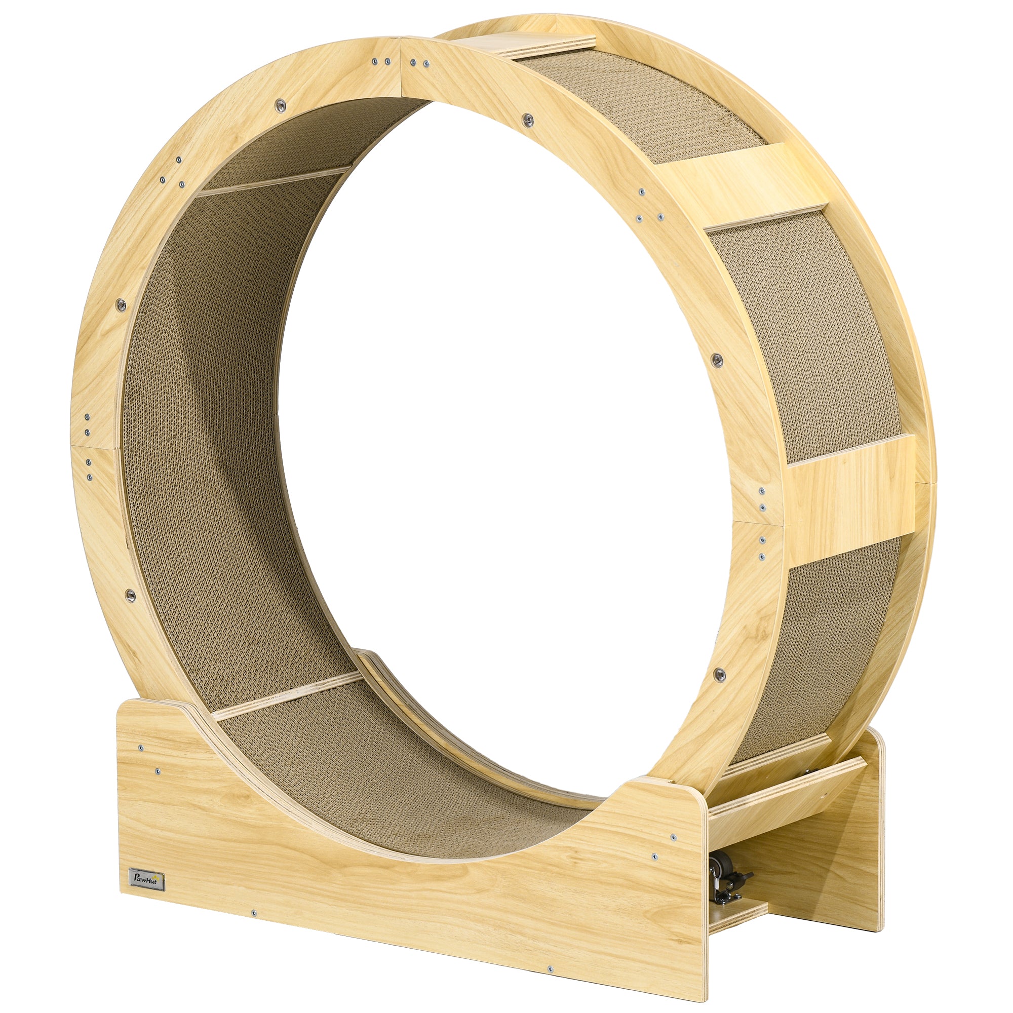 PawHut Cat Wheel for Indoor Cats, Cat Treadmill with Brake, Scratching Pads, Cat Exercise Wheel for Health - Oak Tone