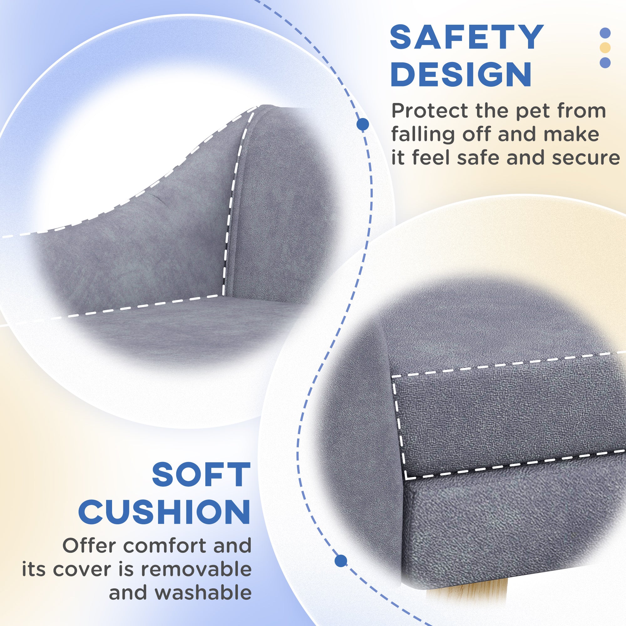 PawHut Dog Sofa Bed with Soft Cushion, Pet Couch with Wooden Frame, Removable and Washable Cover, for Medium and Large Dogs, Grey