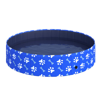 PawHut Foldable Pet Swimming Pool, Portable Dog Bathing Tub, 12" x 55" Plastic Large Dog Pool for Outdoor Dogs and Cats, Blue