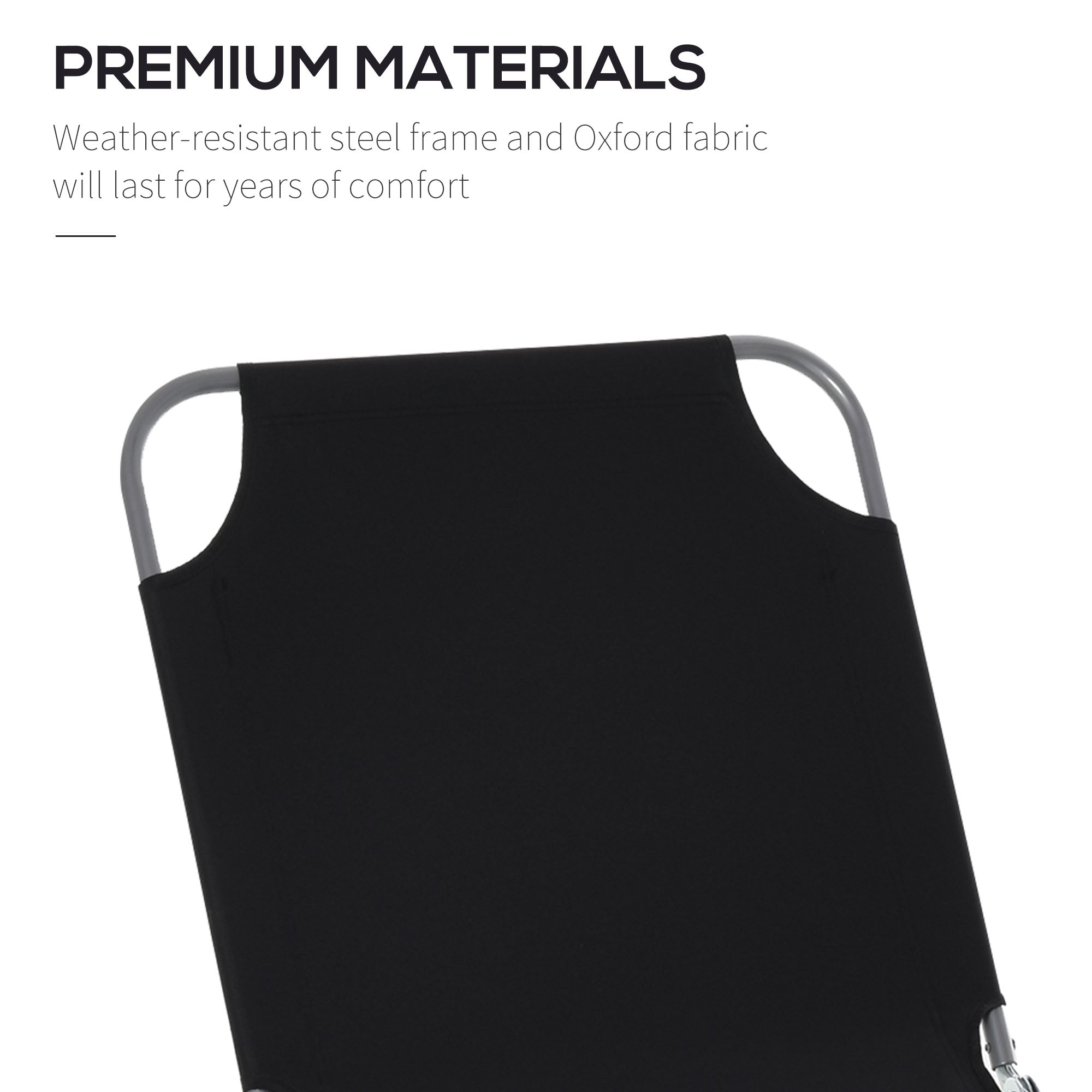 Outsunny Folding Outdoor Lounge Chair, Portable Reclining Beach Lounger with Breathable Mesh Fabric, Sun Lounge Bed Camping Cot for Patio, Garden, Poolside, Black