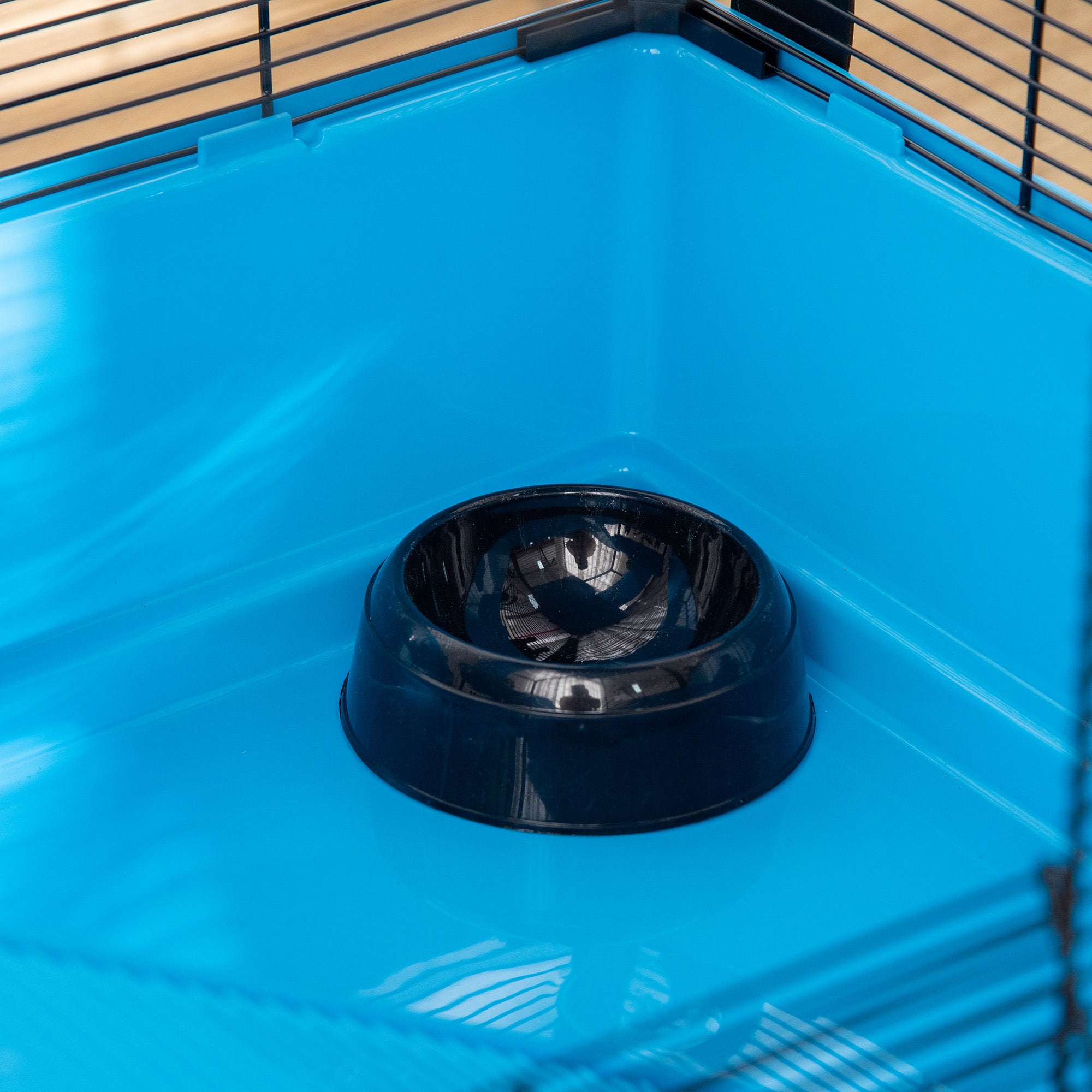 PawHut 3-Tier Hamster Cage, Guinea Pig Cage, Pet Chinchillas Play House Indoor with Accessories Food Dish Water Bottle, Ramps, 31.5"x19"x 23", Light Blue