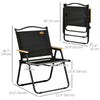 Outsunny Camping Chair, Lightweight Folding Chair, Portable Armchair, Excellent for Festivals, Fishing, Beach and Hiking, Black