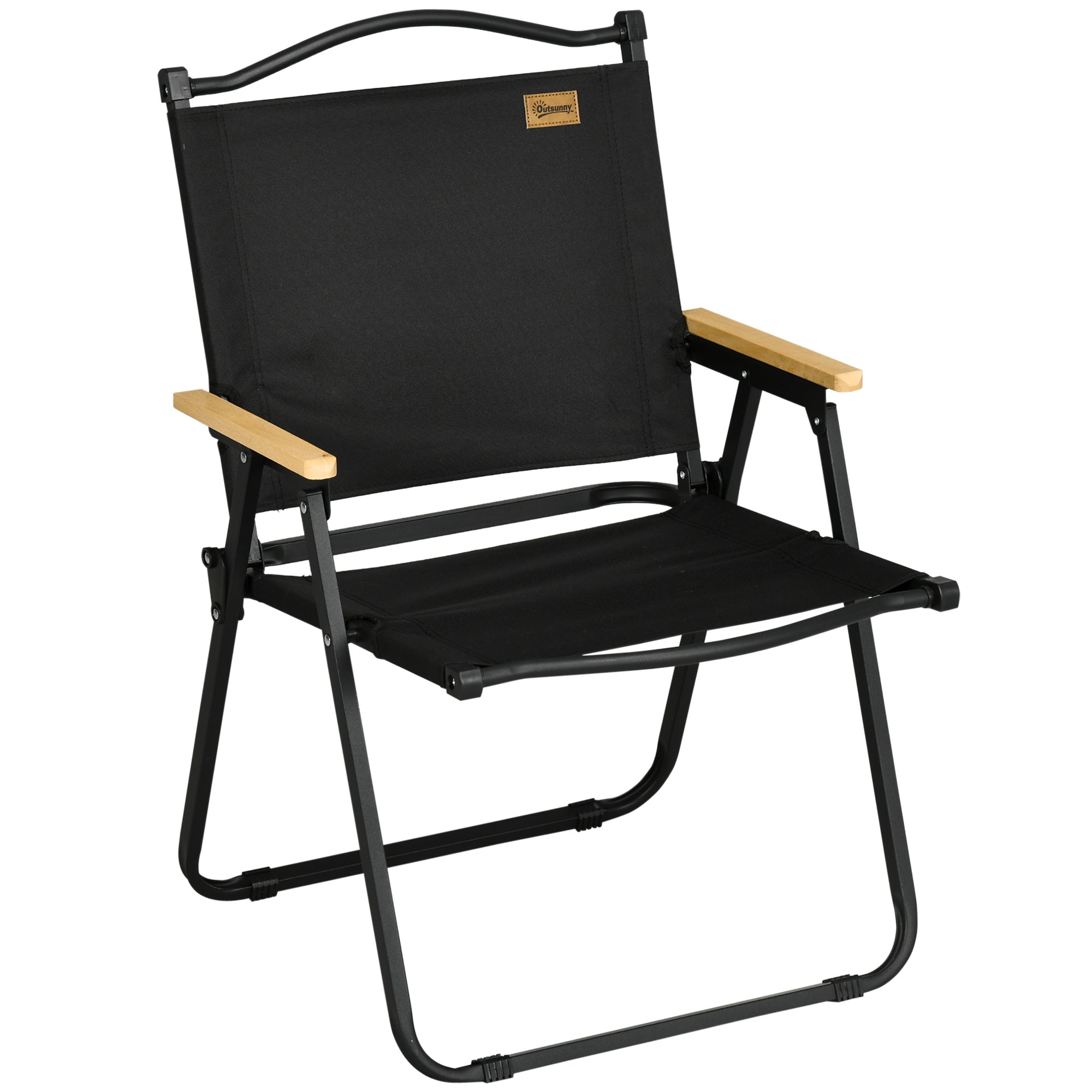 Outsunny Camping Chair, Lightweight Folding Chair, Portable Armchair, Excellent for Festivals, Fishing, Beach and Hiking, Black