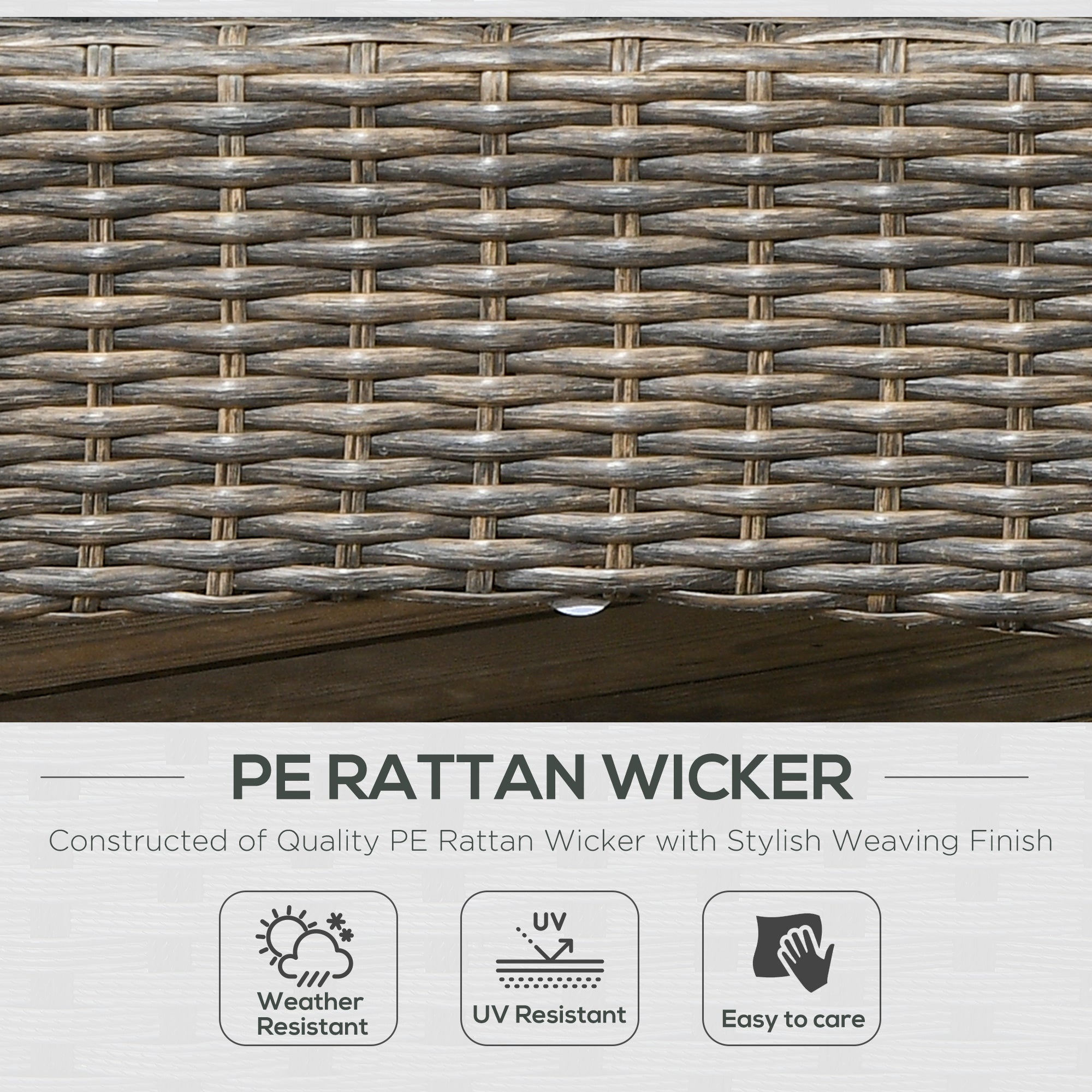 Outsunny Patio Sofa with 4.7" Thick Padded Cushions, PE Rattan Outdoor Couch with Wide Armrests, for Conservatory, Garden, Poolside, Grey