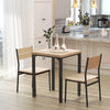 HOMCOM 3 Piece Dining Table Set for 2, Space Saving Kitchen Table and 2 Chairs, Square, Steel Frame for Dining Room, Natural