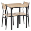 HOMCOM 3 Piece Dining Table Set for 2, Space Saving Kitchen Table and 2 Chairs, Square, Steel Frame for Dining Room, Natural