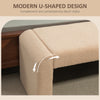HOMCOM 47" Upholstered End of Bed Bench, Boucle Entryway Bench, Modern U-Shaped Ottoman Bench for Bedroom, Living Room, Hallway, Light Brown