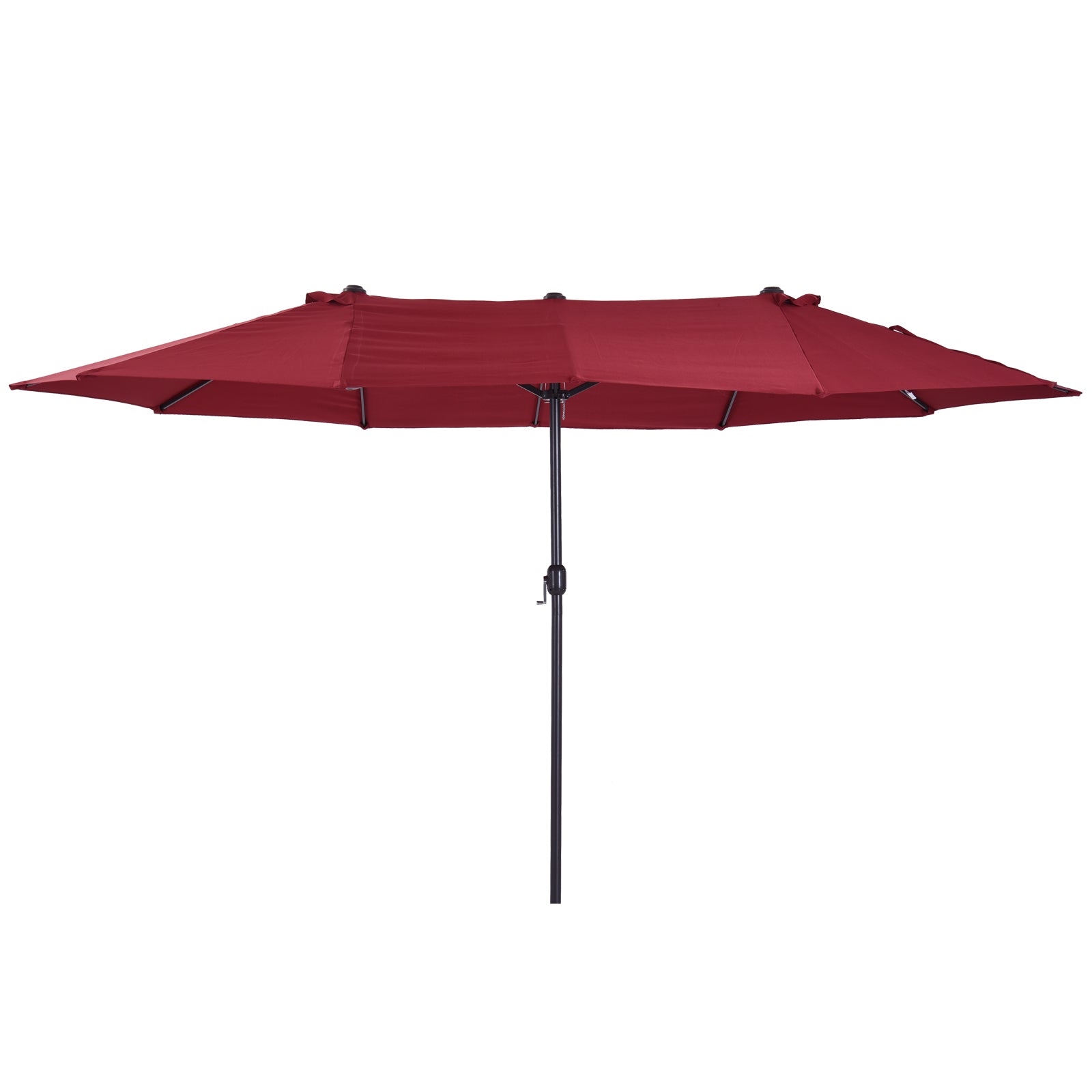 Outsunny 15ft Double-sided Patio Umbrella with Twin Canopy, Extra Large Outdoor Parasol with Crank for Pool, Deck, Market, Wine Red