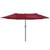 Outsunny 15ft Double-sided Patio Umbrella with Twin Canopy, Extra Large Outdoor Parasol with Crank for Pool, Deck, Market, Wine Red