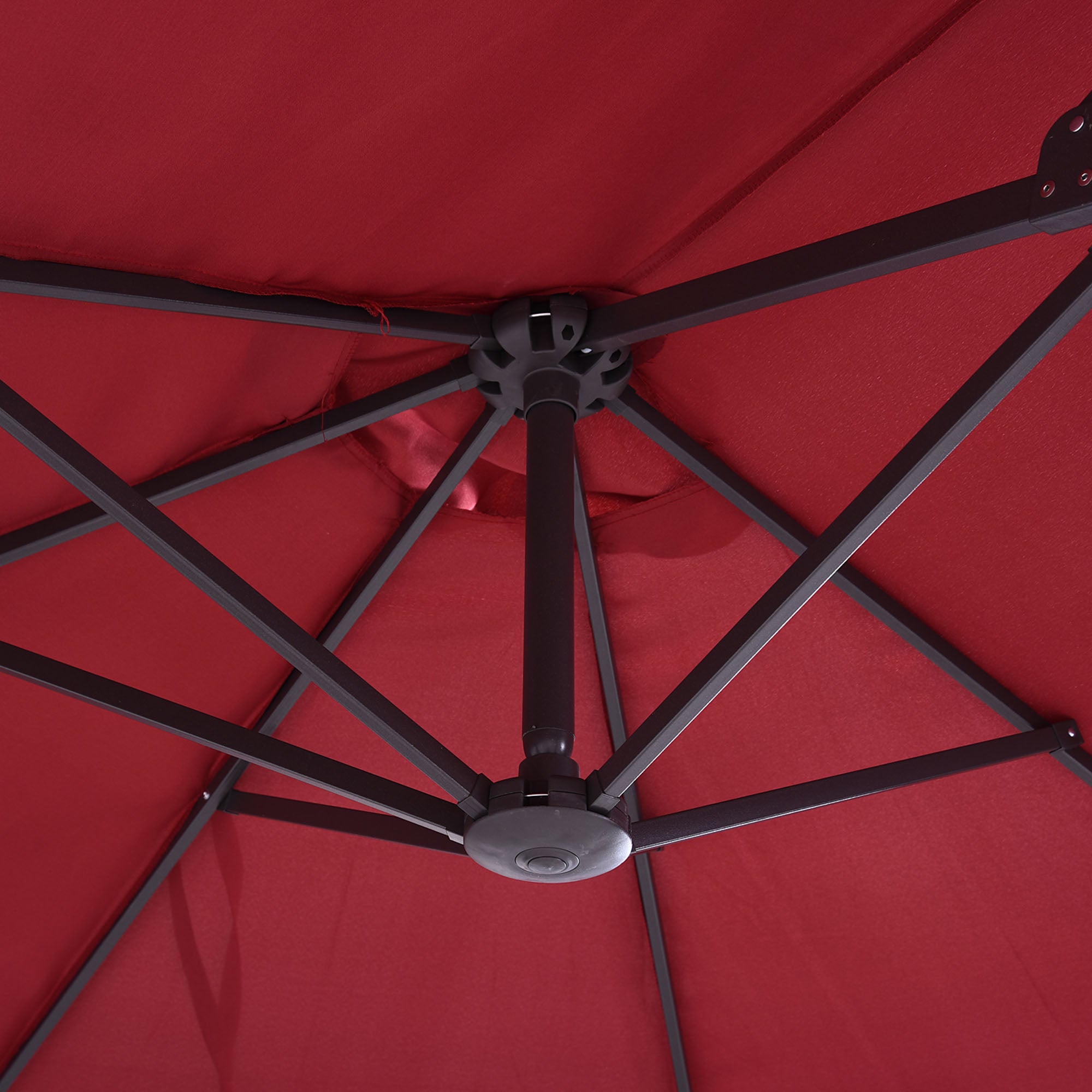 Outsunny 15ft Double-sided Patio Umbrella with Twin Canopy, Extra Large Outdoor Parasol with Crank for Pool, Deck, Market, Wine Red