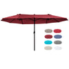 Outsunny 15ft Double-sided Patio Umbrella with Twin Canopy, Extra Large Outdoor Parasol with Crank for Pool, Deck, Market, Wine Red