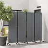 Outsunny 4 Panel Folding Room Divider with Lockable Wheels, 5.6ft Rolling Privacy Screen, Portable Freestanding Privacy Panel for Garden Backyard Deck Pool Hot Tub, Dark Grey