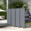 Outsunny 4 Panel Folding Room Divider with Lockable Wheels, 5.6ft Rolling Privacy Screen, Portable Freestanding Privacy Panel for Garden Backyard Deck Pool Hot Tub, Dark Grey