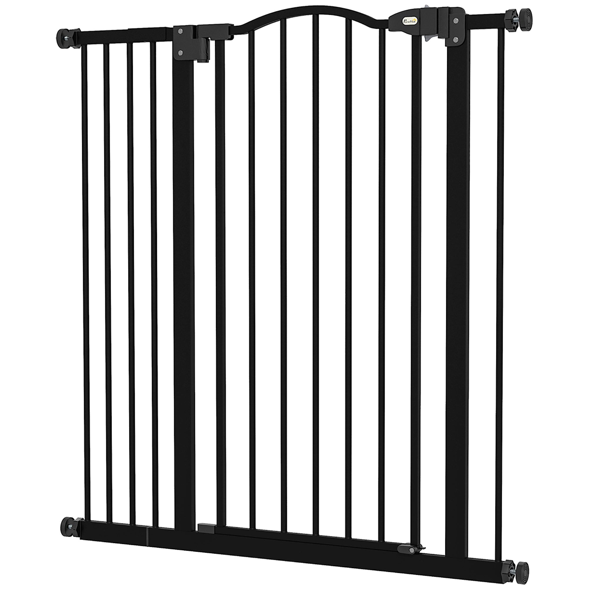 PawHut Pressure Fit Dog Stair Gate No Drilling Safety Gate Auto Close for Doorways, Hallways, 74-94cm Adjustable, 94cm Tall, Black