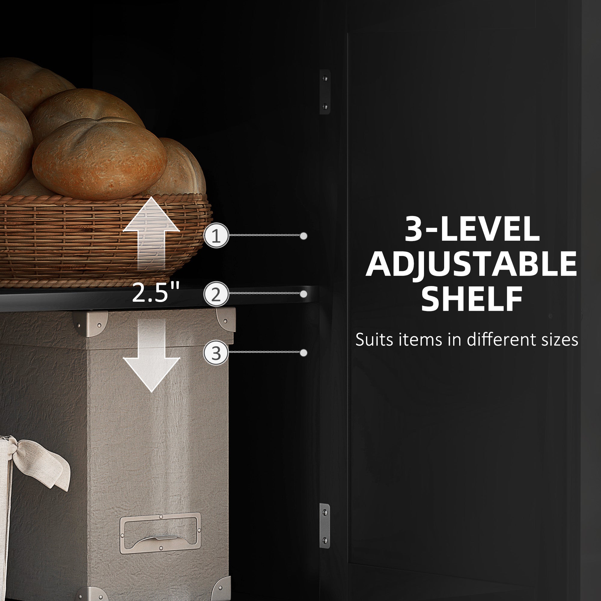 HOMCOM Modern Coffee Bar Cabinet with Storage, Sideboard Buffet Cabinet with  Drawer, Adjustable Shelves, Small Kitchen Pantry with Door Shelves, Black