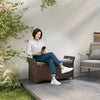 Outsunny 2-In-1 Patio Wicker Storage Bench, 27 Gallon Outdoor PE Rattan Patio Furniture, Large Capacity Rectangle Basket Box with Handles and Cushion, Dark Grey