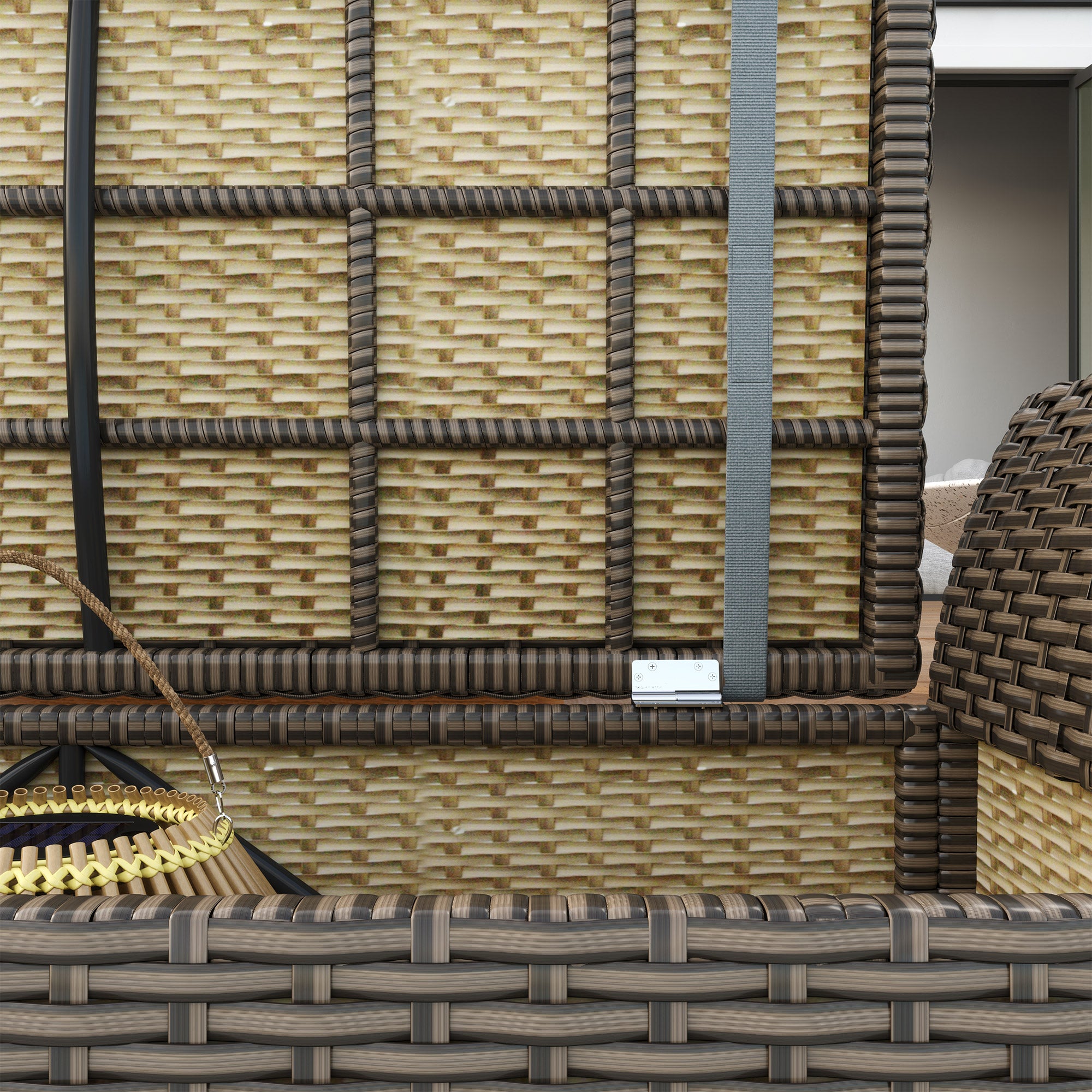 Outsunny 2-In-1 Patio Wicker Storage Bench, 27 Gallon Outdoor PE Rattan Patio Furniture, Large Capacity Rectangle Basket Box with Handles and Cushion, Dark Grey