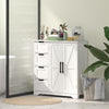 HOMCOM Bathroom Floor Cabinet, Farmhouse Bathroom Storage Cabinet with Barn Doors and Adjustable Shelf, White