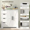 HOMCOM Bathroom Floor Cabinet, Farmhouse Bathroom Storage Cabinet with Barn Doors and Adjustable Shelf, White