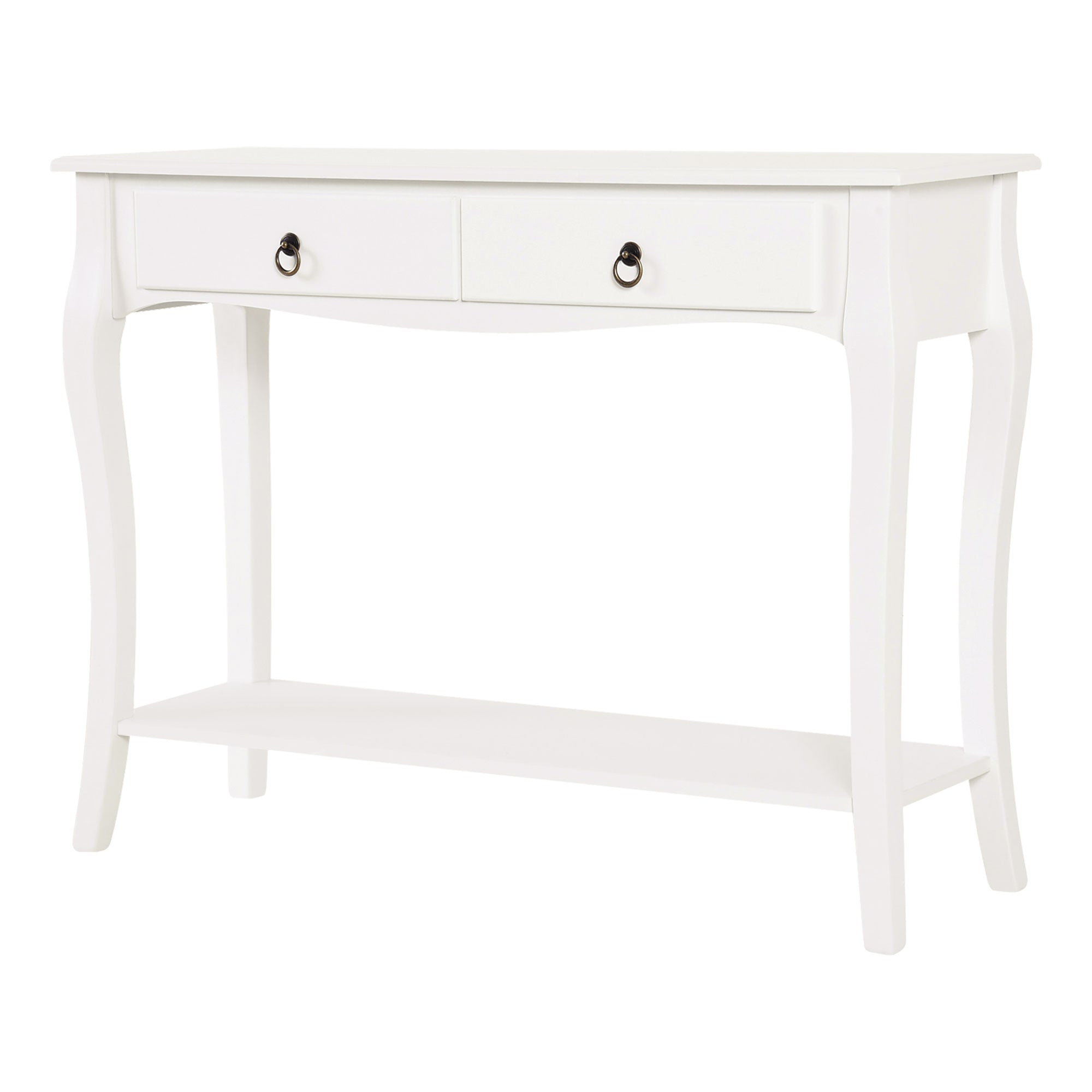 HOMCOM Console Table, Modern Entryway Table with Storage Drawers, Bottom Shelf and Wooden Legs, 39.4" Sofa Side Desk for Living Room, Ivory White