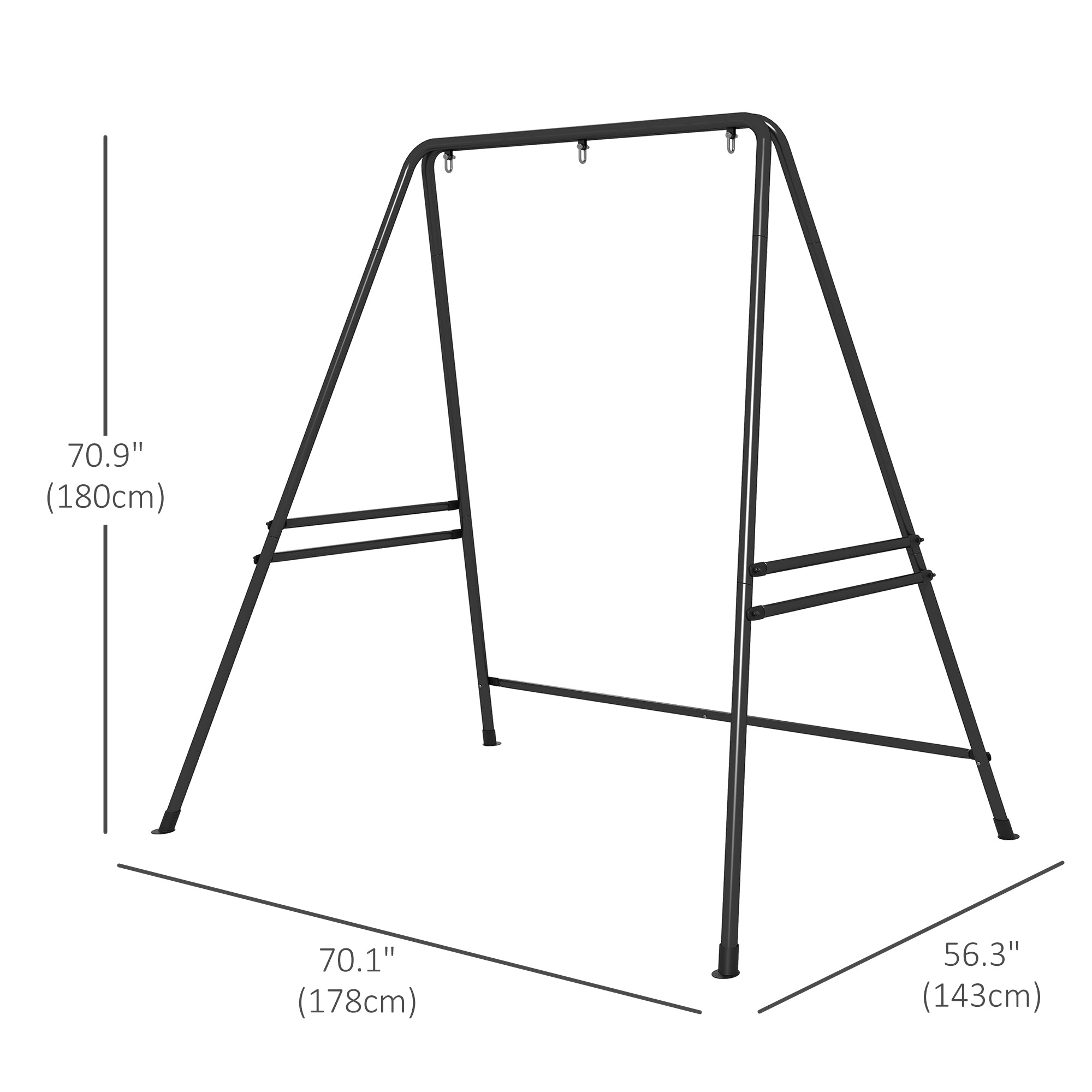 Outsunny Hammock Chair Stand, Hanging Heavy Duty Metal Frame Hammock Stand for Hanging Hammock Air Porch Swing Chair, Egg Cahir, Indoor & Outdoor Use, Black
