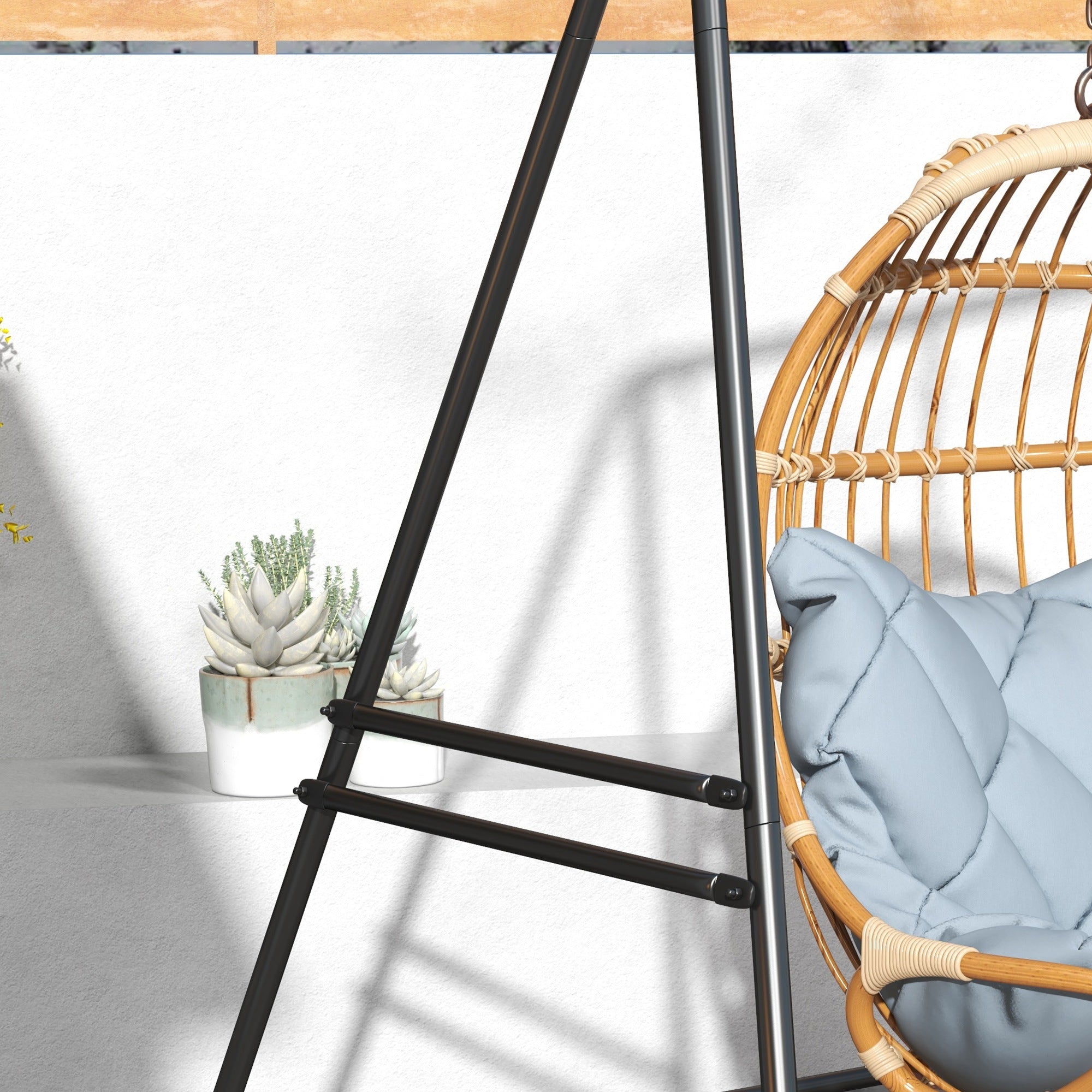 Outsunny Hammock Chair Stand, Hanging Heavy Duty Metal Frame Hammock Stand for Hanging Hammock Air Porch Swing Chair, Egg Cahir, Indoor & Outdoor Use, Black