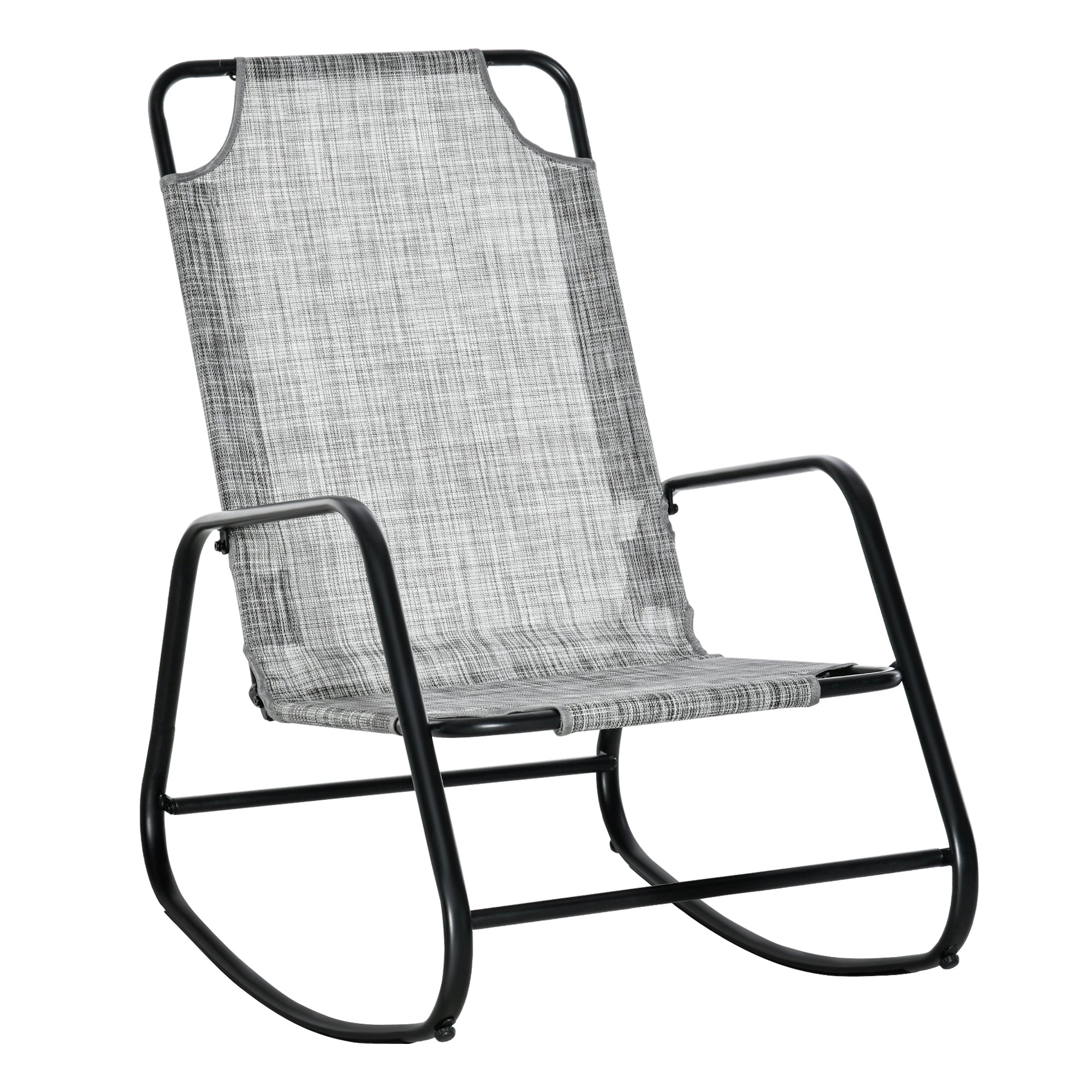 Outsunny Garden Rocking Chair, Outdoor Indoor Texteline Rocker for Patio, Balcony, Porch, Grey