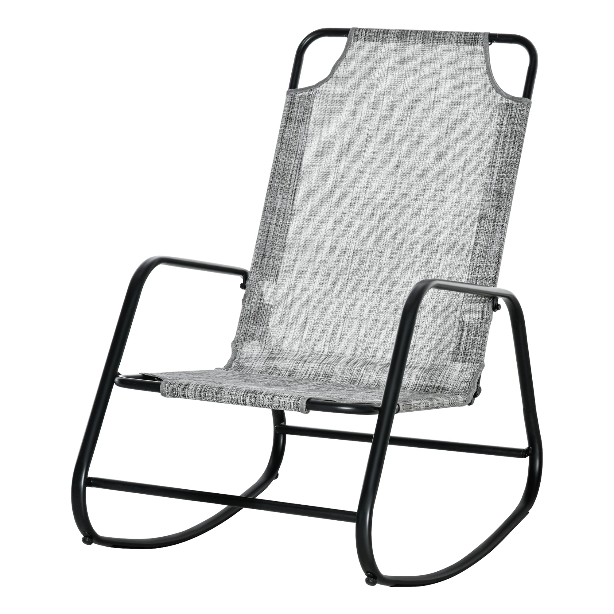 Outsunny Garden Rocking Chair, Outdoor Indoor Texteline Rocker for Patio, Balcony, Porch, Grey