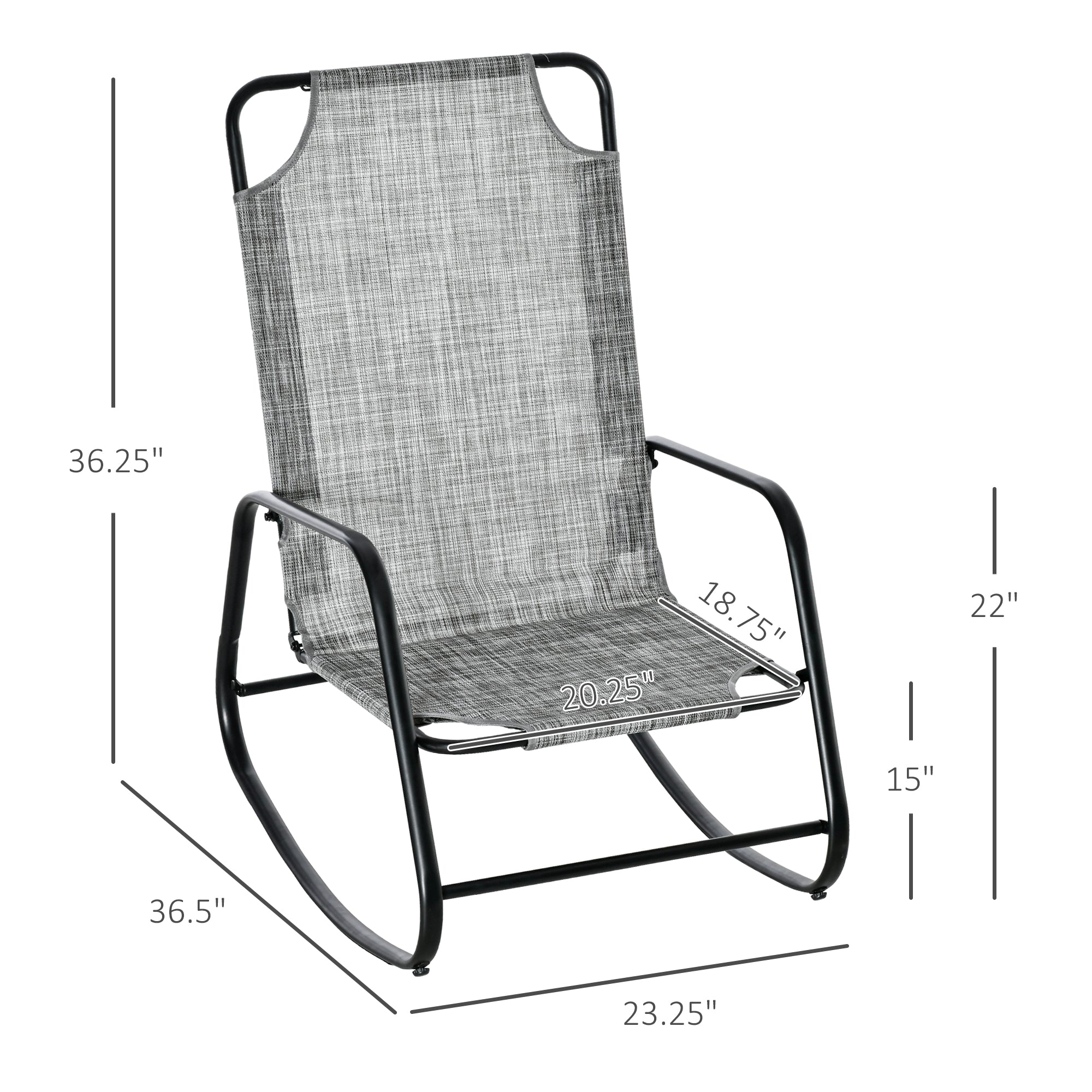 Outsunny Garden Rocking Chair, Outdoor Indoor Texteline Rocker for Patio, Balcony, Porch, Grey