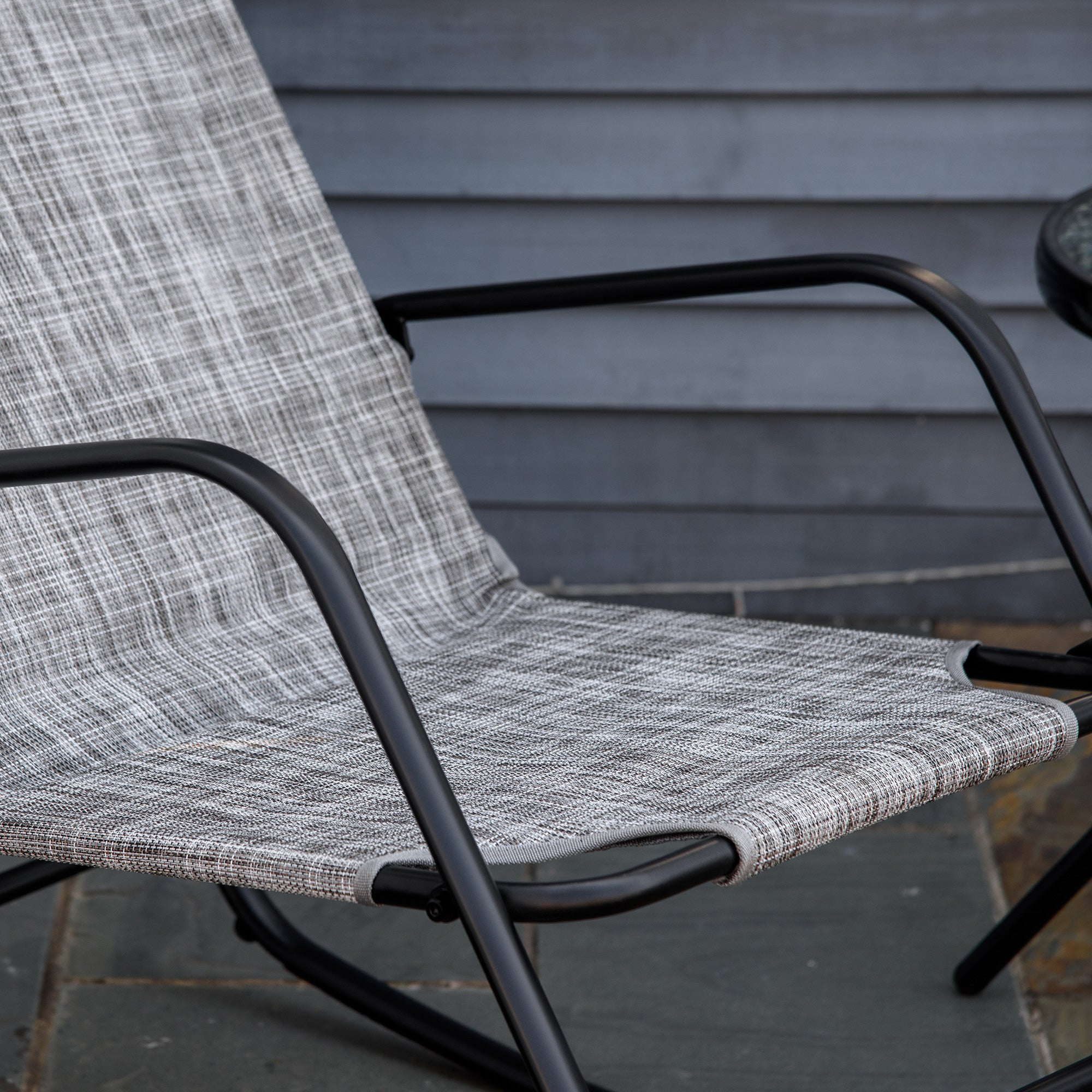Outsunny Garden Rocking Chair, Outdoor Indoor Texteline Rocker for Patio, Balcony, Porch, Grey