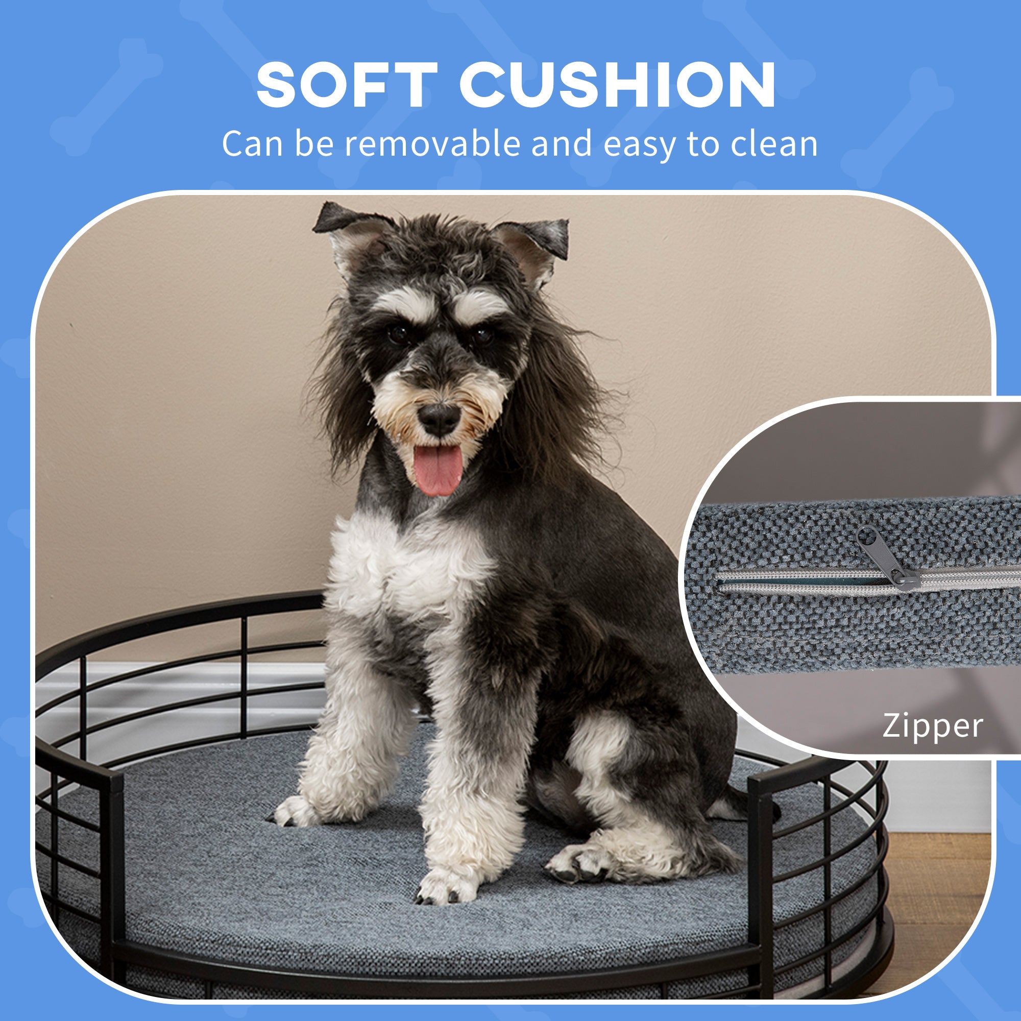 PawHut Raised Pet Bed Modern Dog Cat Sofa with Soft Cushion, Removable Cover, for Small Dogs - Black
