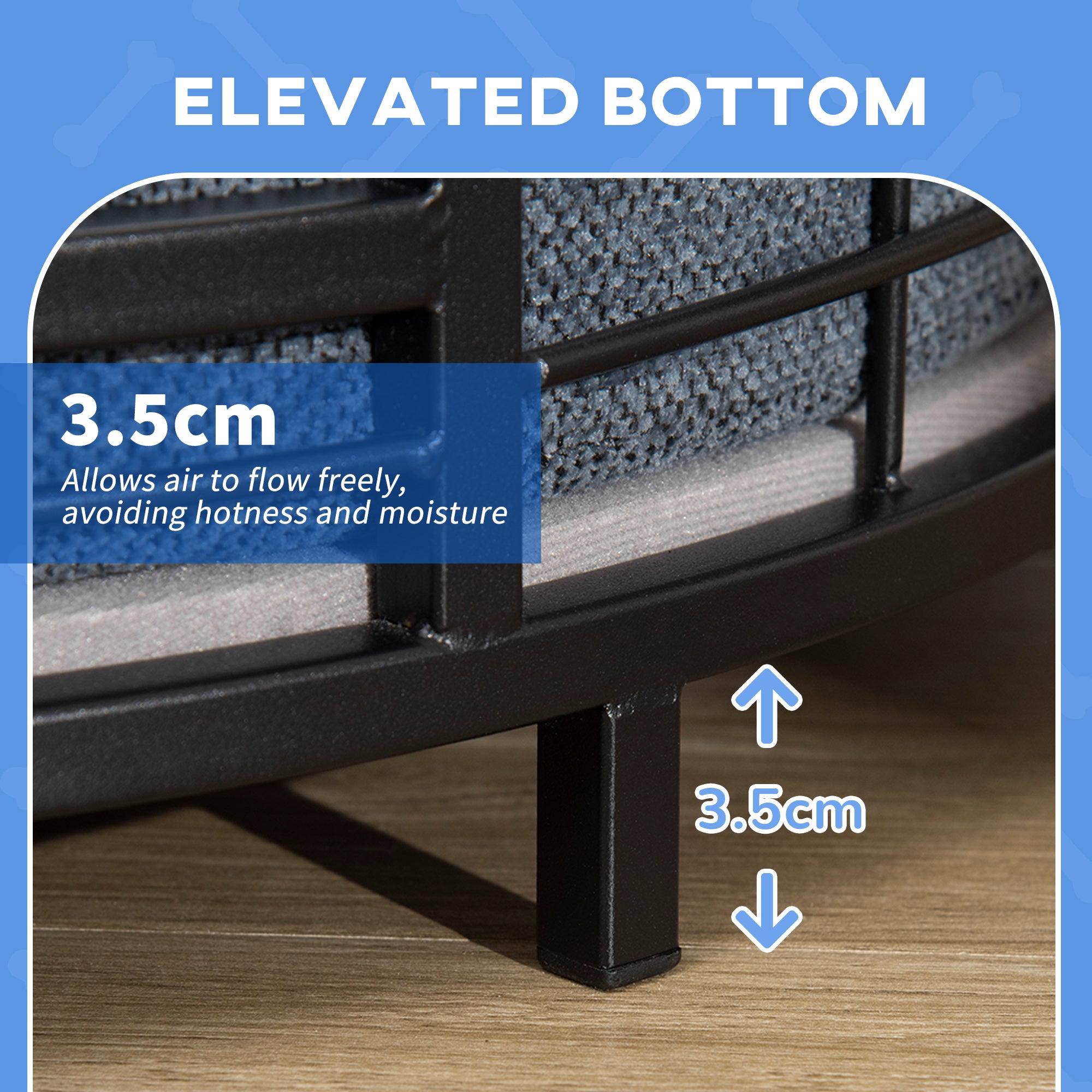 PawHut Raised Pet Bed Modern Dog Cat Sofa with Soft Cushion, Removable Cover, for Small Dogs - Black