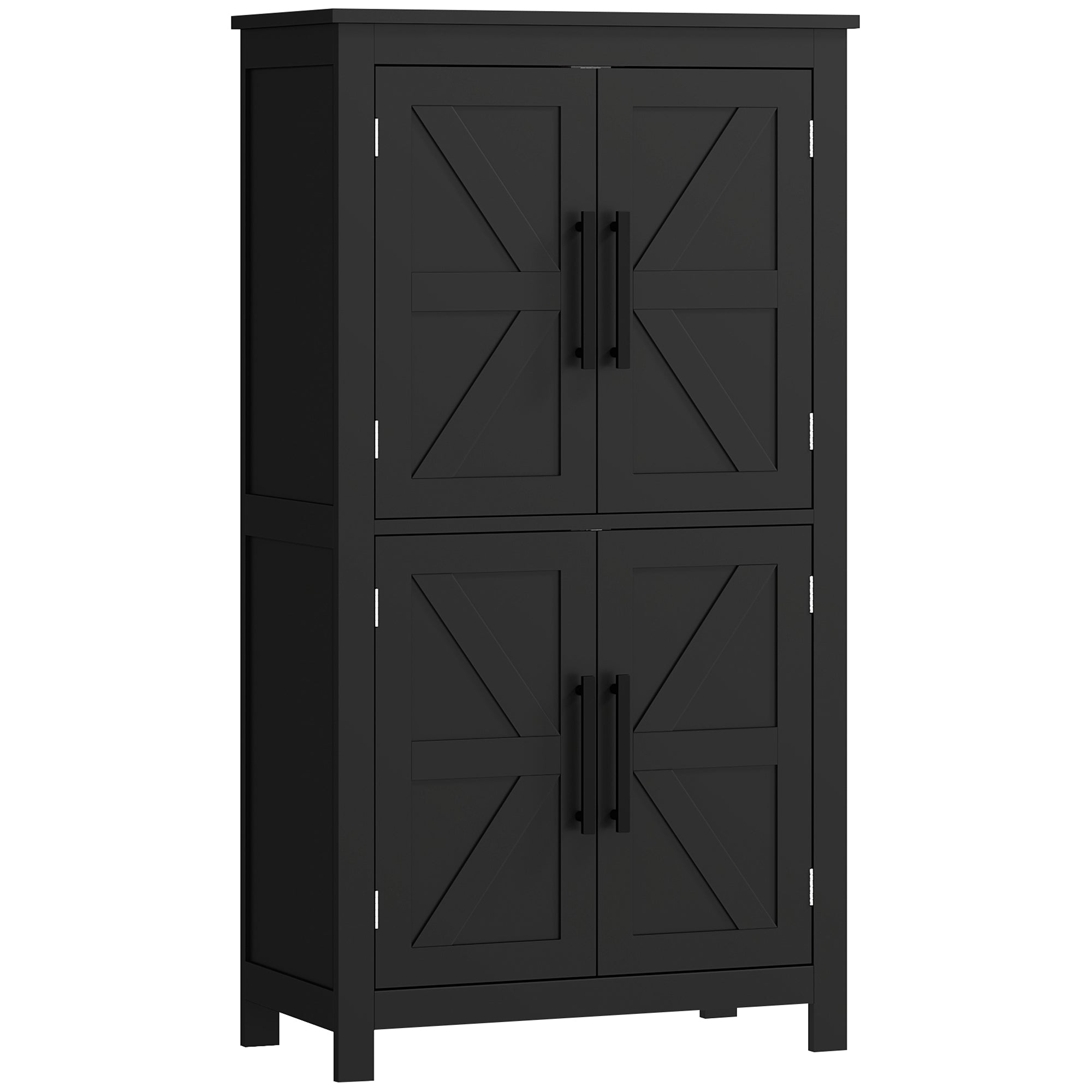 HOMCOM Farmhouse Bathroom Cabinet with Barn Doors, Bathroom Floor Storage Cabinet with Adjustable Shelf, Freestanding Storage Unit, Black