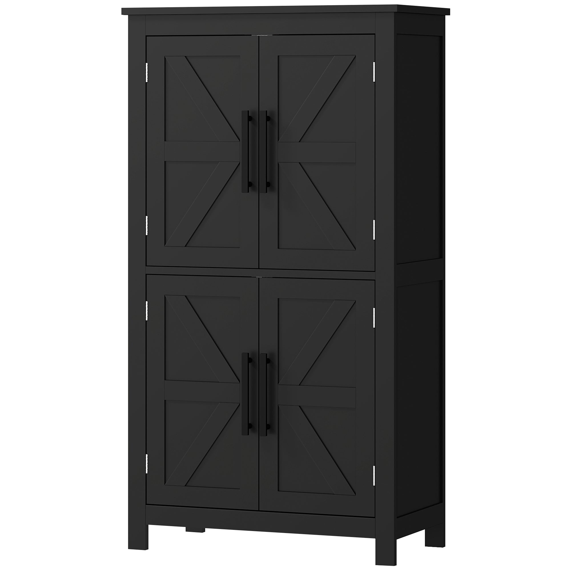 HOMCOM Farmhouse Bathroom Cabinet with Barn Doors, Bathroom Floor Storage Cabinet with Adjustable Shelf, Freestanding Storage Unit, Black