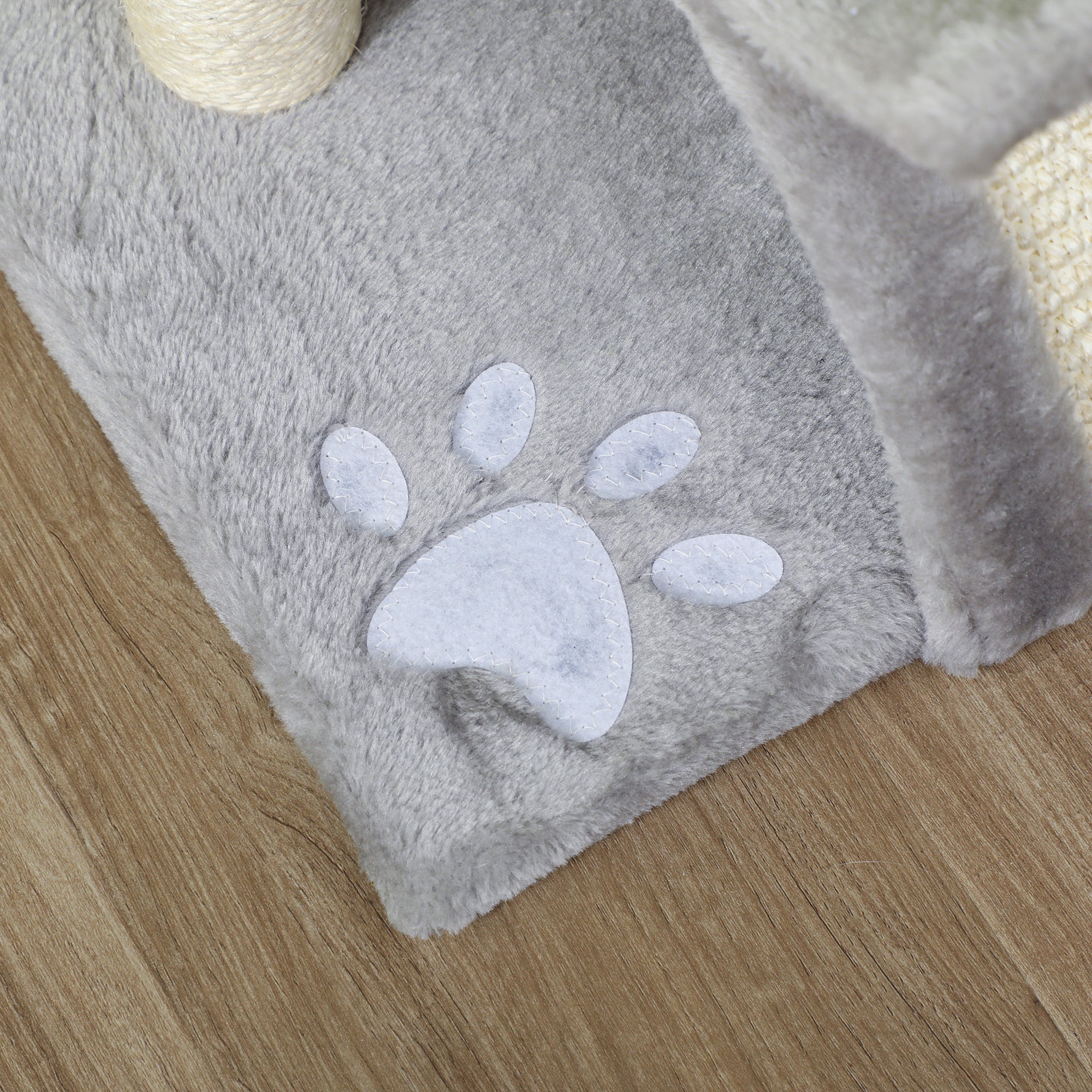 PawHut 17" Small Cat Tree with Rotatable Top Pole, Cat Tower with Scratching Post, Platform, Tunnel, 2 Dangling Balls, Scratching Board, Light Grey
