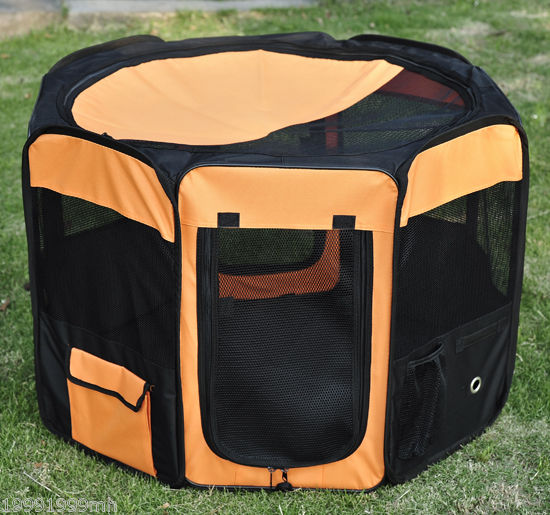 PawHut 34-inch Pet Playpen Soft Dog Cat Exercise Pen Soft Kennel Crate Folding Portable